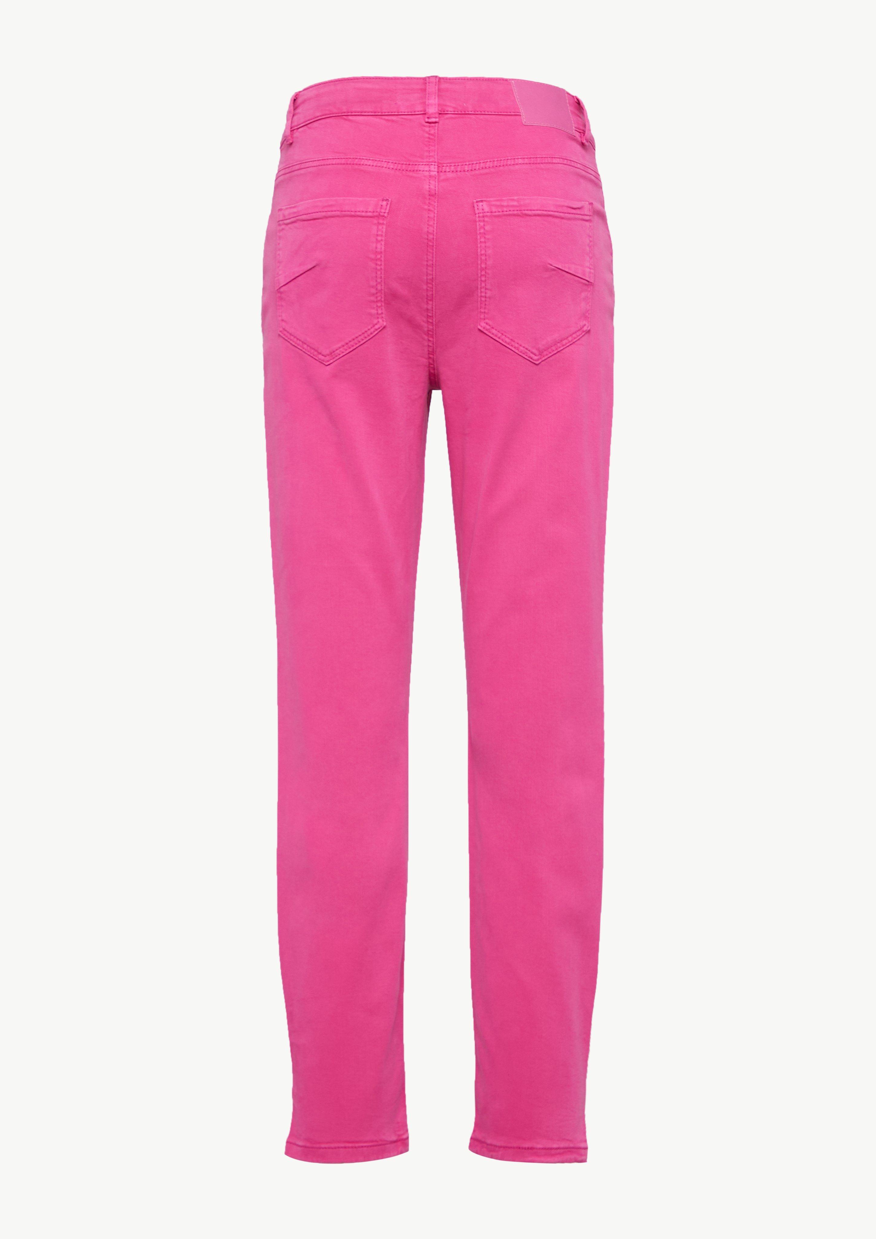 Skinny Jeans mit geschlitztem Saum - pink