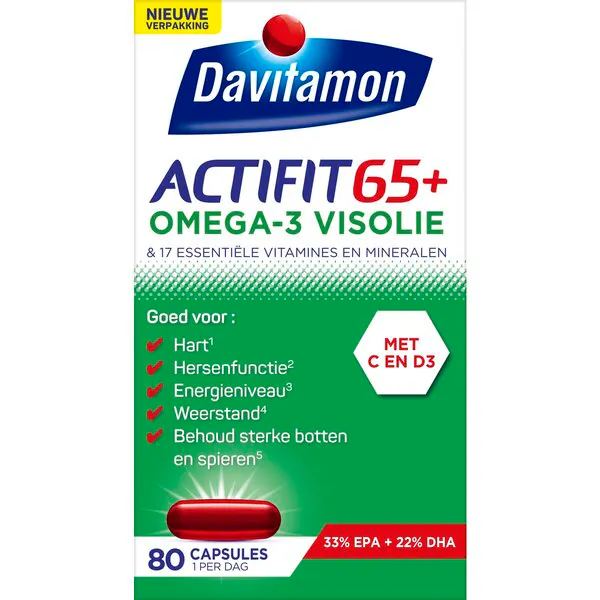 Davitamon Actifit 65 Omega-3 Halolaj Multivitamin és Ásványi Anyag Kapszula 80 db