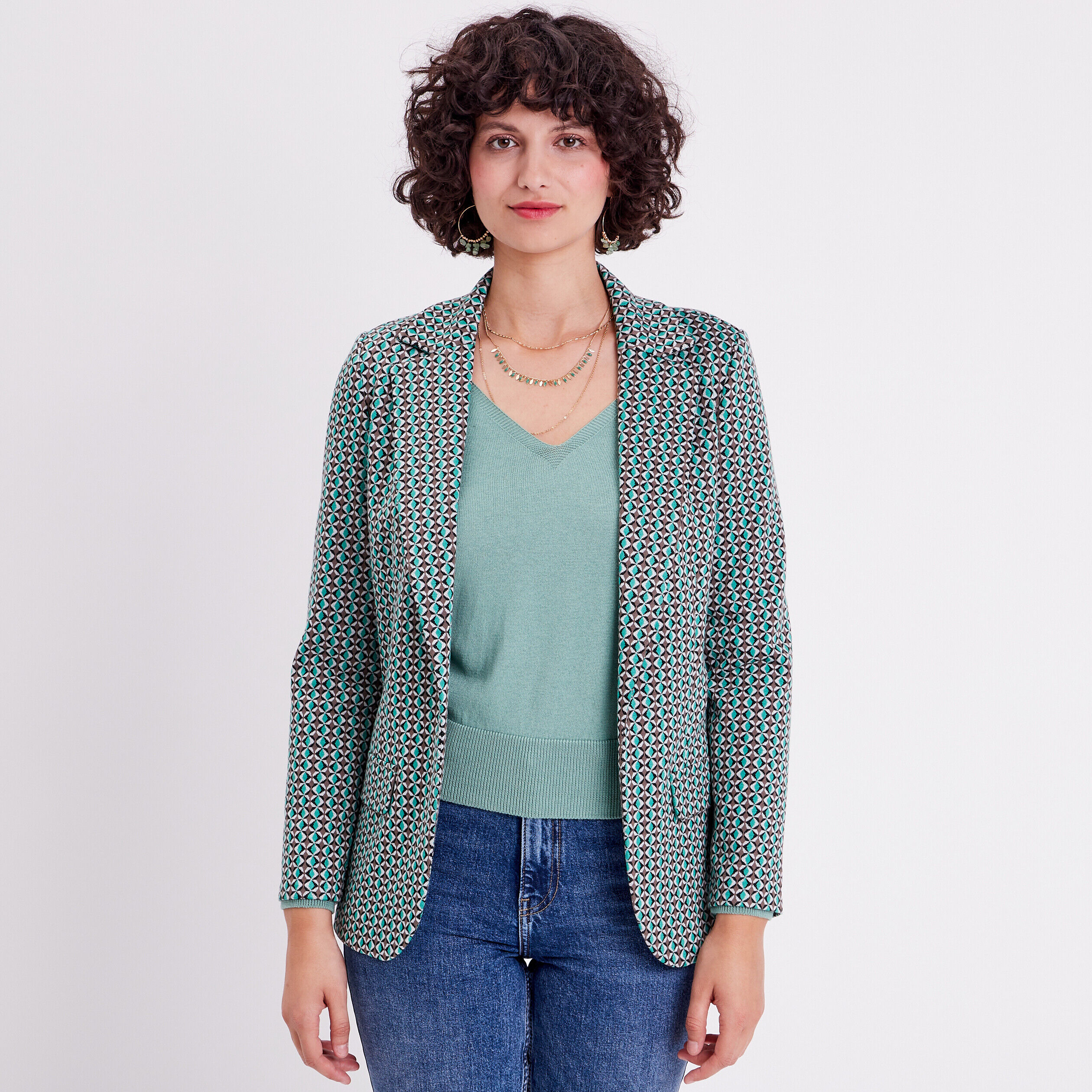 Veste blazer cintrée vert femme | Cache Cache
