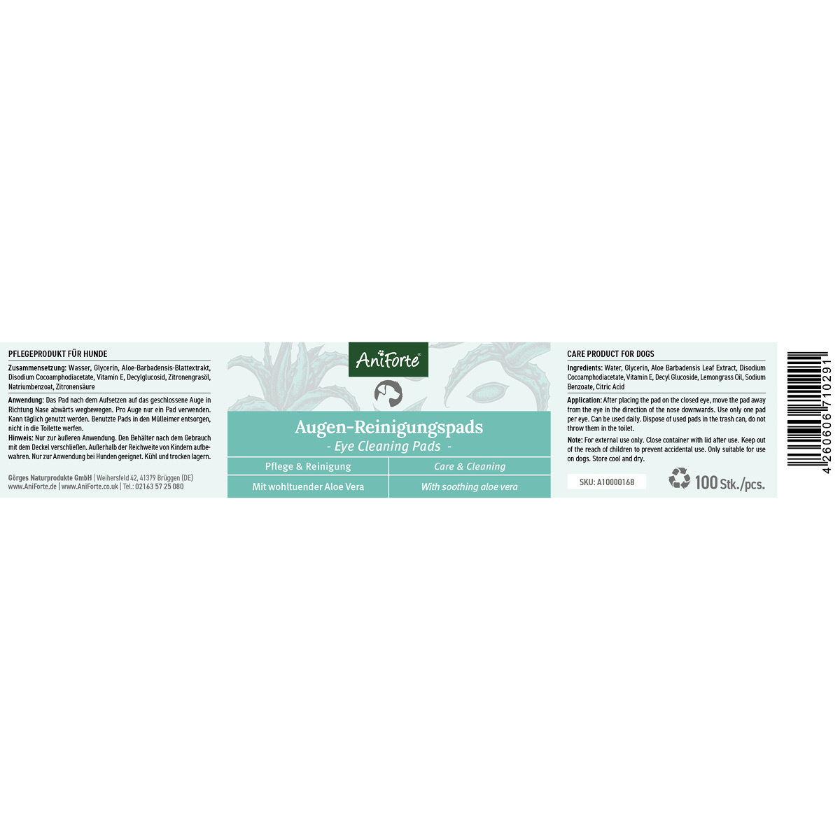 Aniforte Augen- & Ohrenpflege Aniforte Augen-Reinigungspads Augenpflege Pads 100 Stück