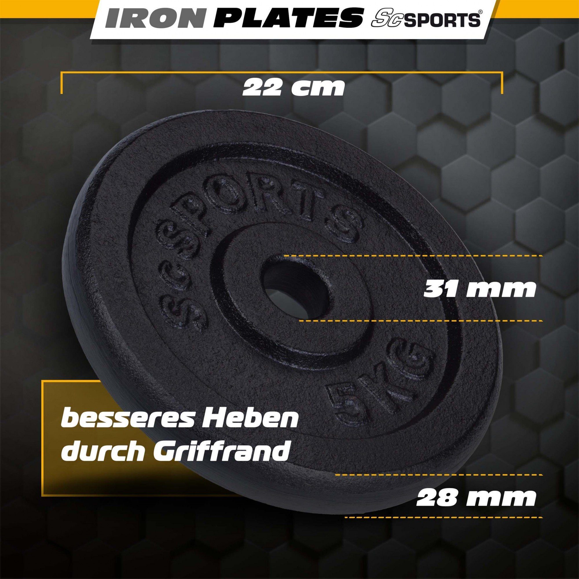 ScSPORTS® Hantelscheiben Set 25 kg 30/31mm Gusseisen Gewichtsscheiben Gewichte, (10003478-tlg)