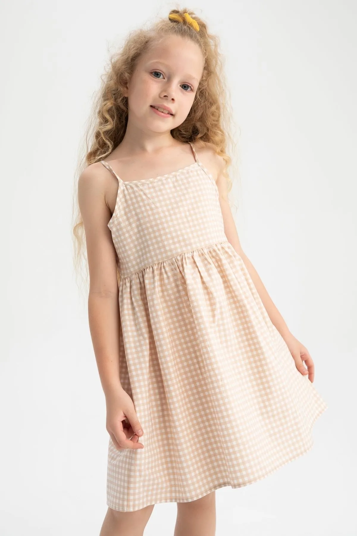 DeFacto  Gemustertes Sommer-Popelinekleid mit Trägern für Mädchen in normaler Passform