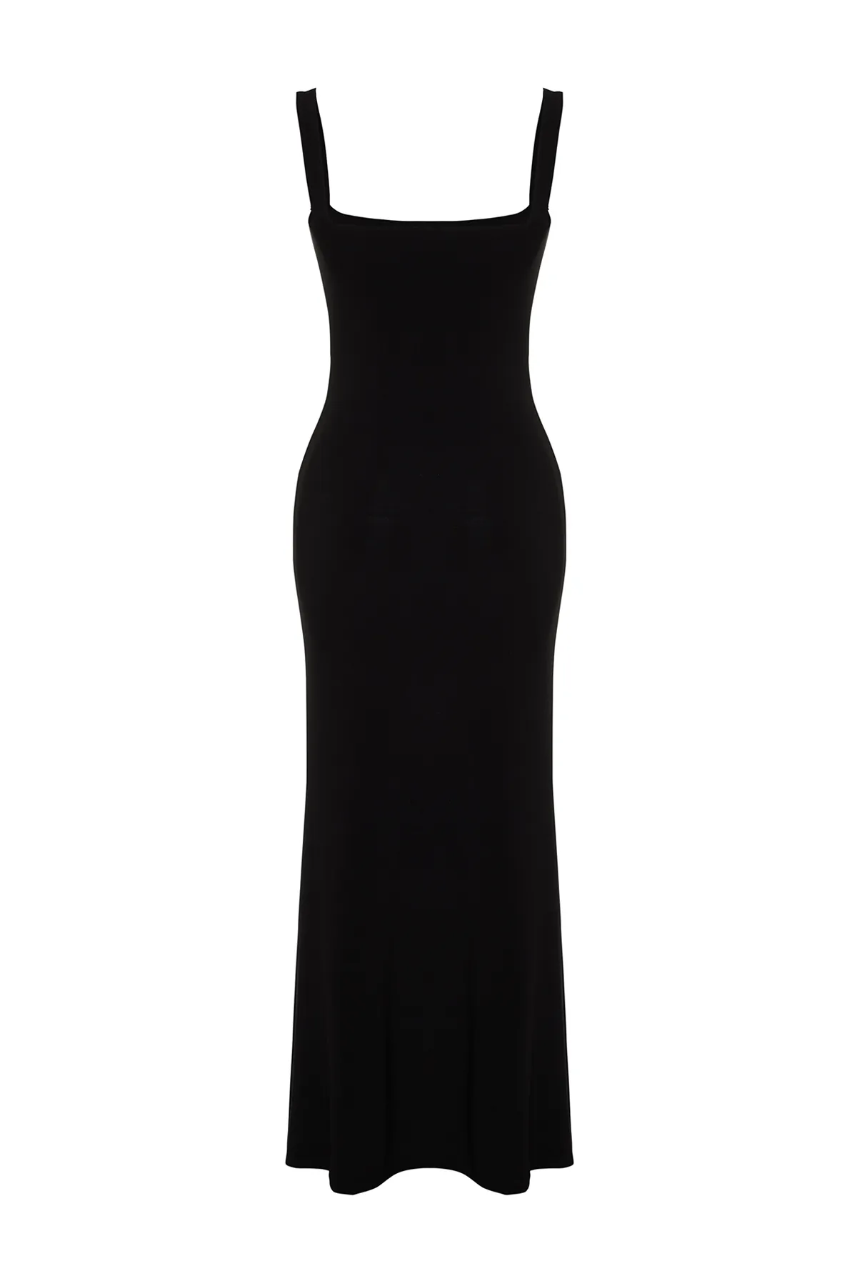 Trendyol Collection  Schwarzes, figurbetontes/figurbetontes Maxi-Bleistiftkleid aus flexiblem Strick mit dicken Trägern TWOSS24EL00137
