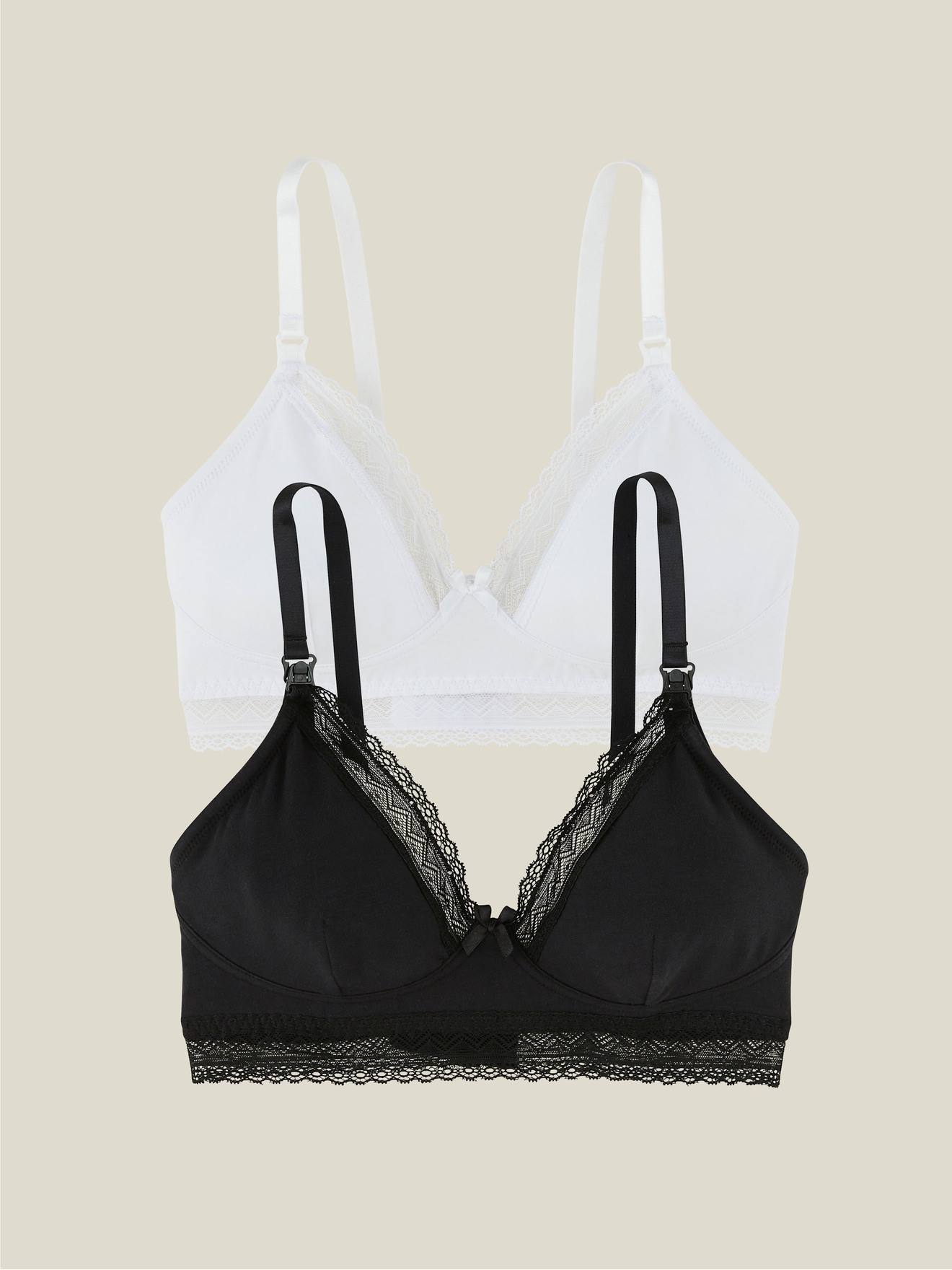 2 soutiens-gorge d'allaitement sans armatures en coton bio gris anthracite / noir