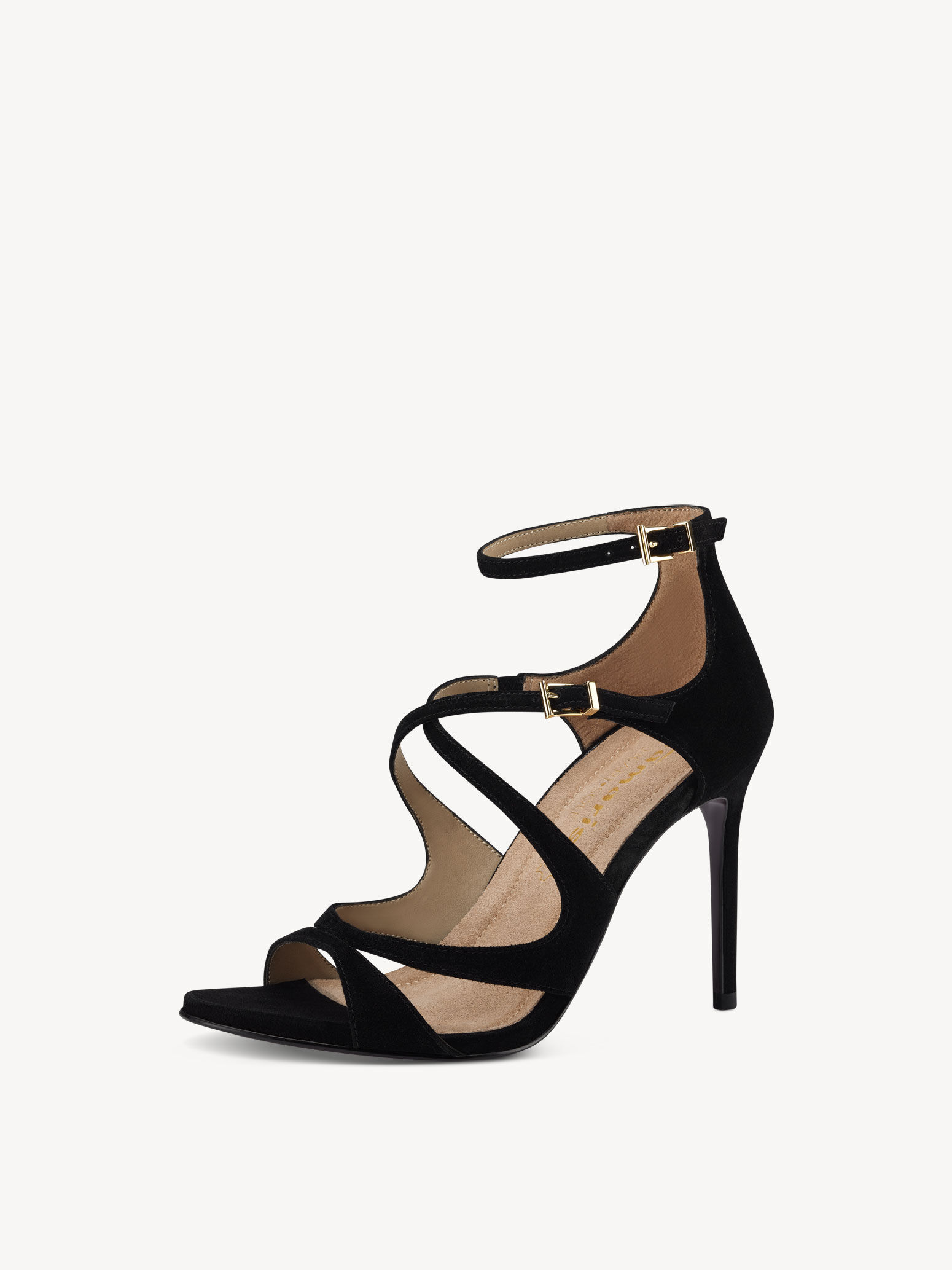 Sandale à talon en cuir - noir