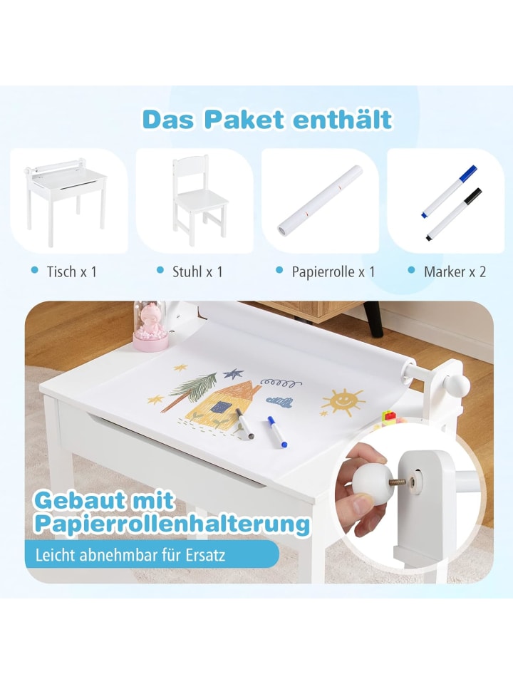 COSTWAY Schreibtisch Set ab 3 Jahren in Weiß günstig kaufen onesize