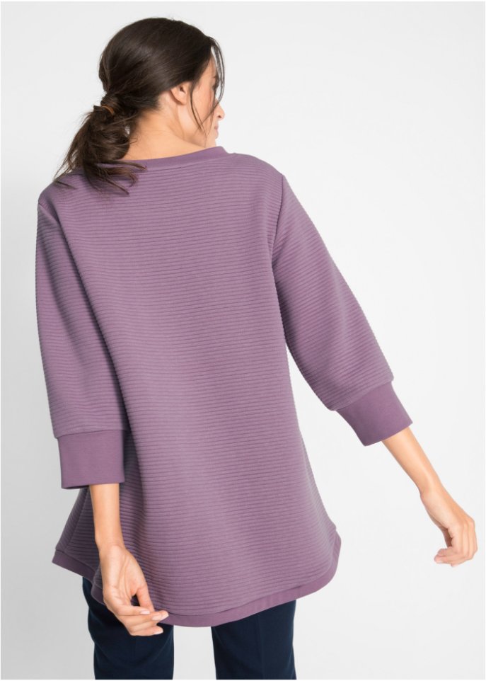 Langes Sweatshirt Tunika mit Struktur in A-Line, 3/4 Arm