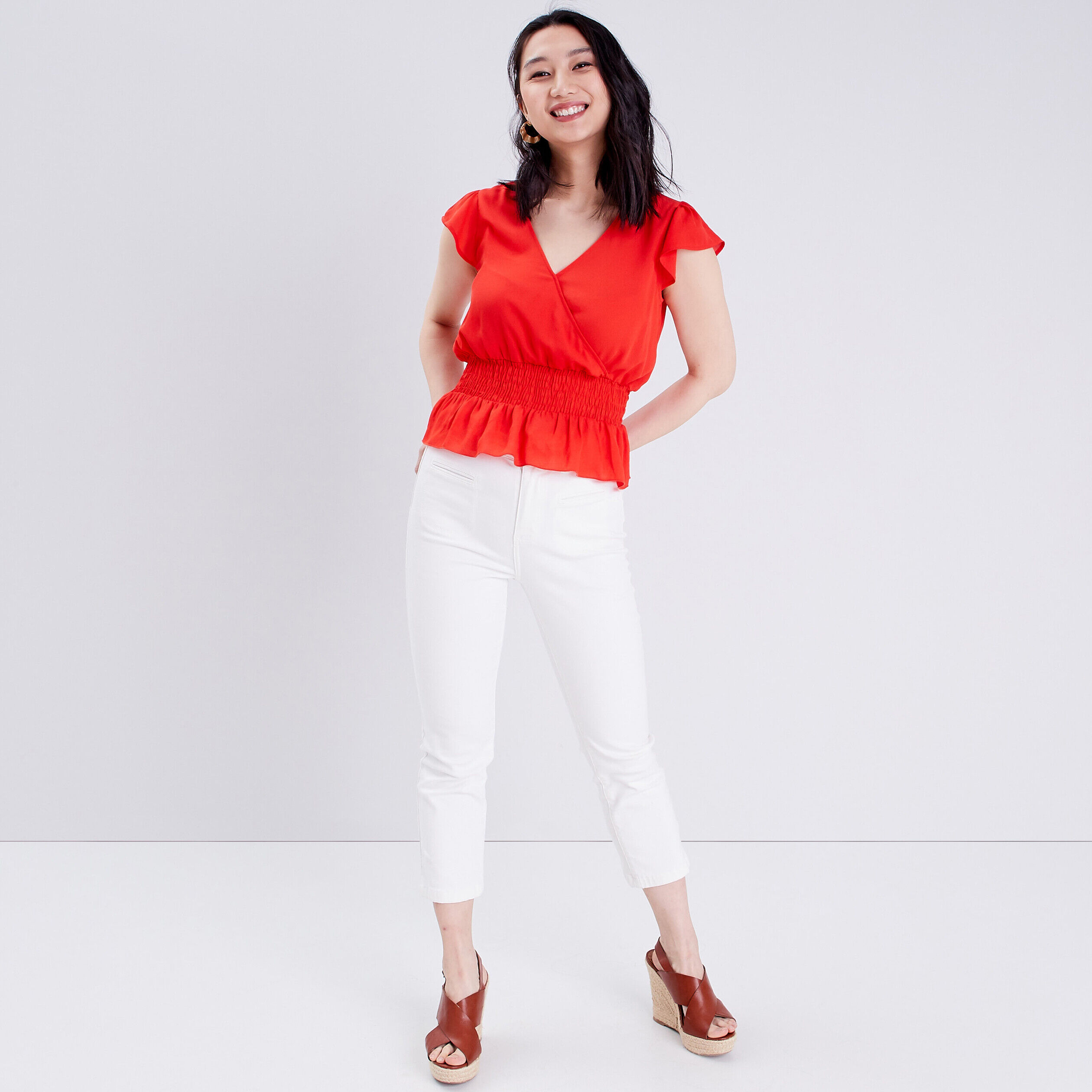 Blouse manches courtes orange femme | Cache Cache