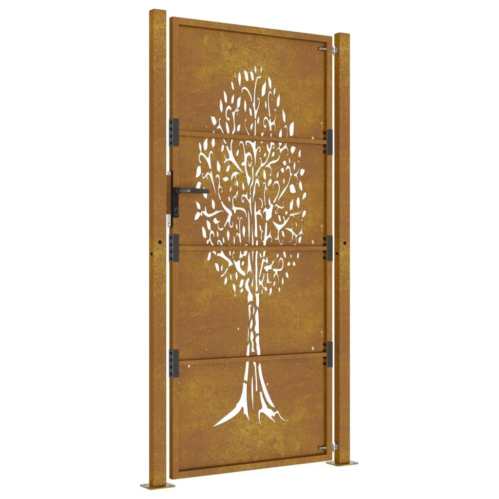 vidaXL Gartentor Gartentor 105x180 cm Cortenstahl Baum-Design