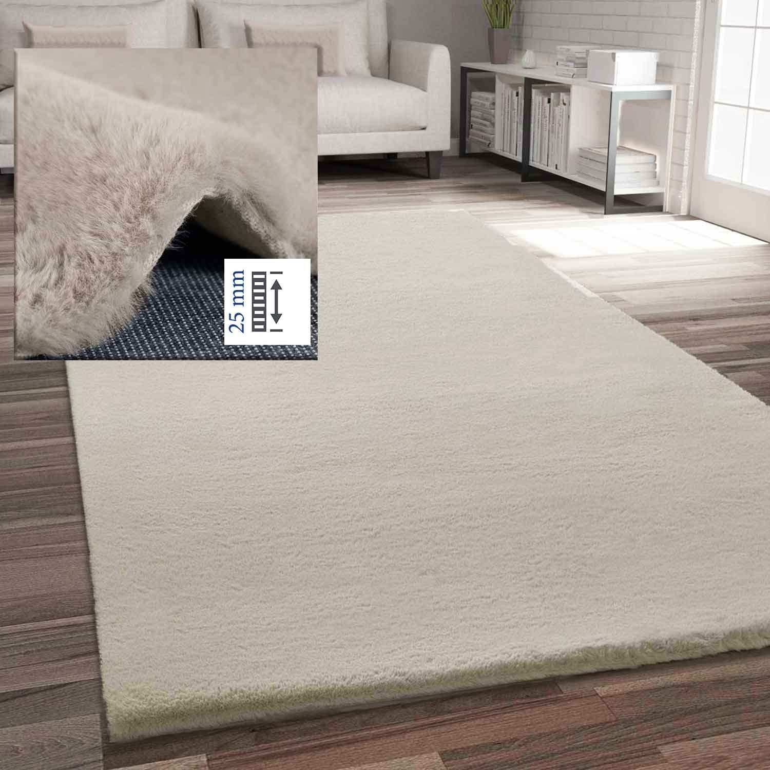 Fellteppich Kunstfell Teppich Imitat, Vimoda, Rechteckig, Beige, Dicht, Flauschig
