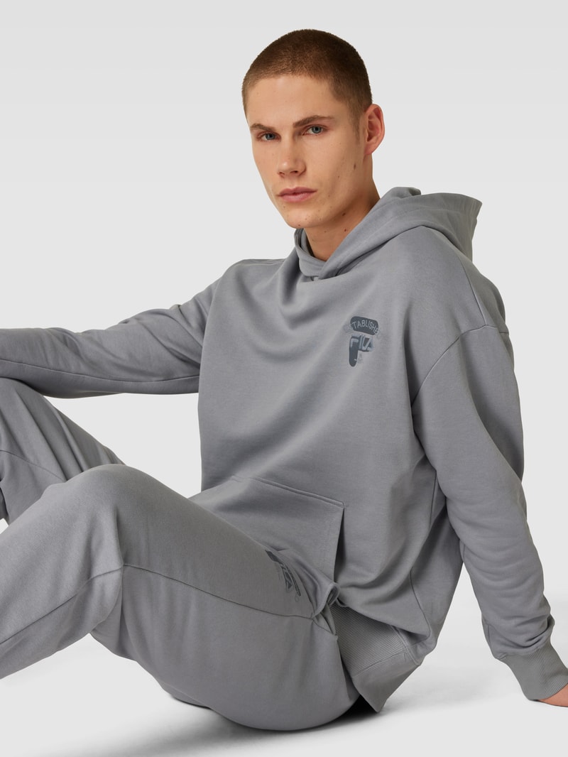Oversized Hoodie mit Label-Stitching Modell 'BAAR' in anthrazit