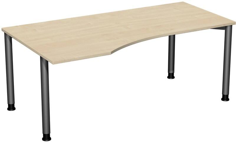 4 Fuß Flex PC-Schreibtisch links höhenverstellbar, 1800x1000x680-800, Ahorn/Anthrazit