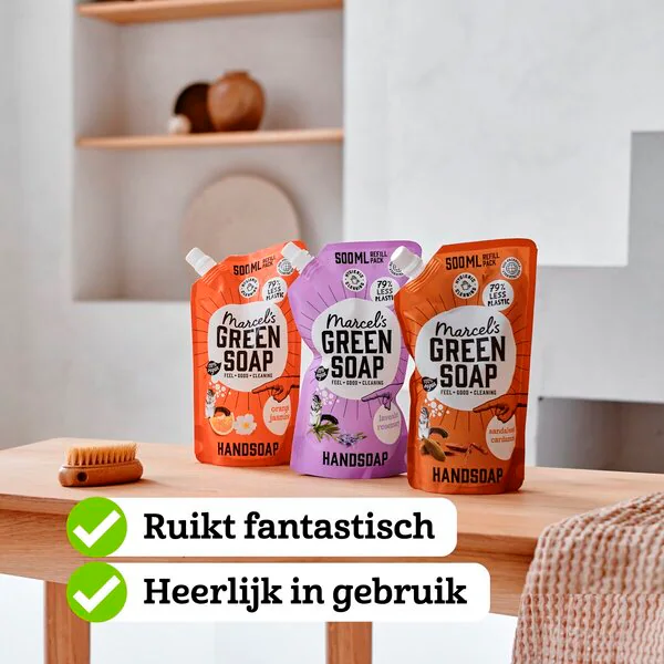 Marcels grønne såpe appelsin og jasmin håndsåpe refill 6 x 500 ml