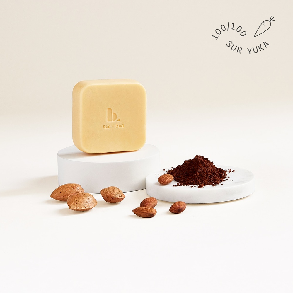 beaudy 2en1 Enfant Solide - Corps & Cheveux - Huiles d'Amande & Beurre de Cacao - 125g Nettoyant enfant