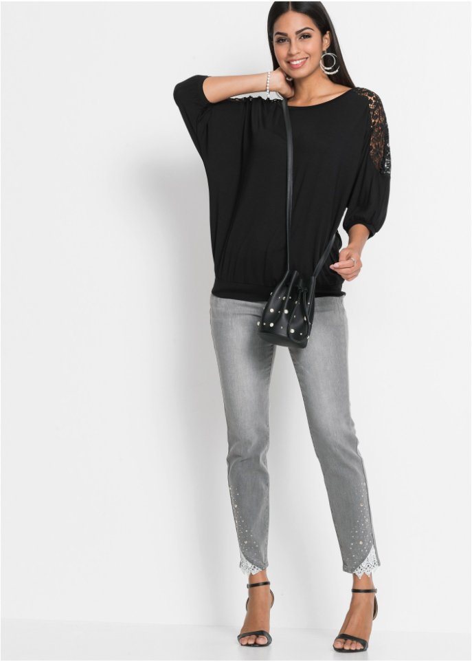 Oversize-Shirt mit Spitze
