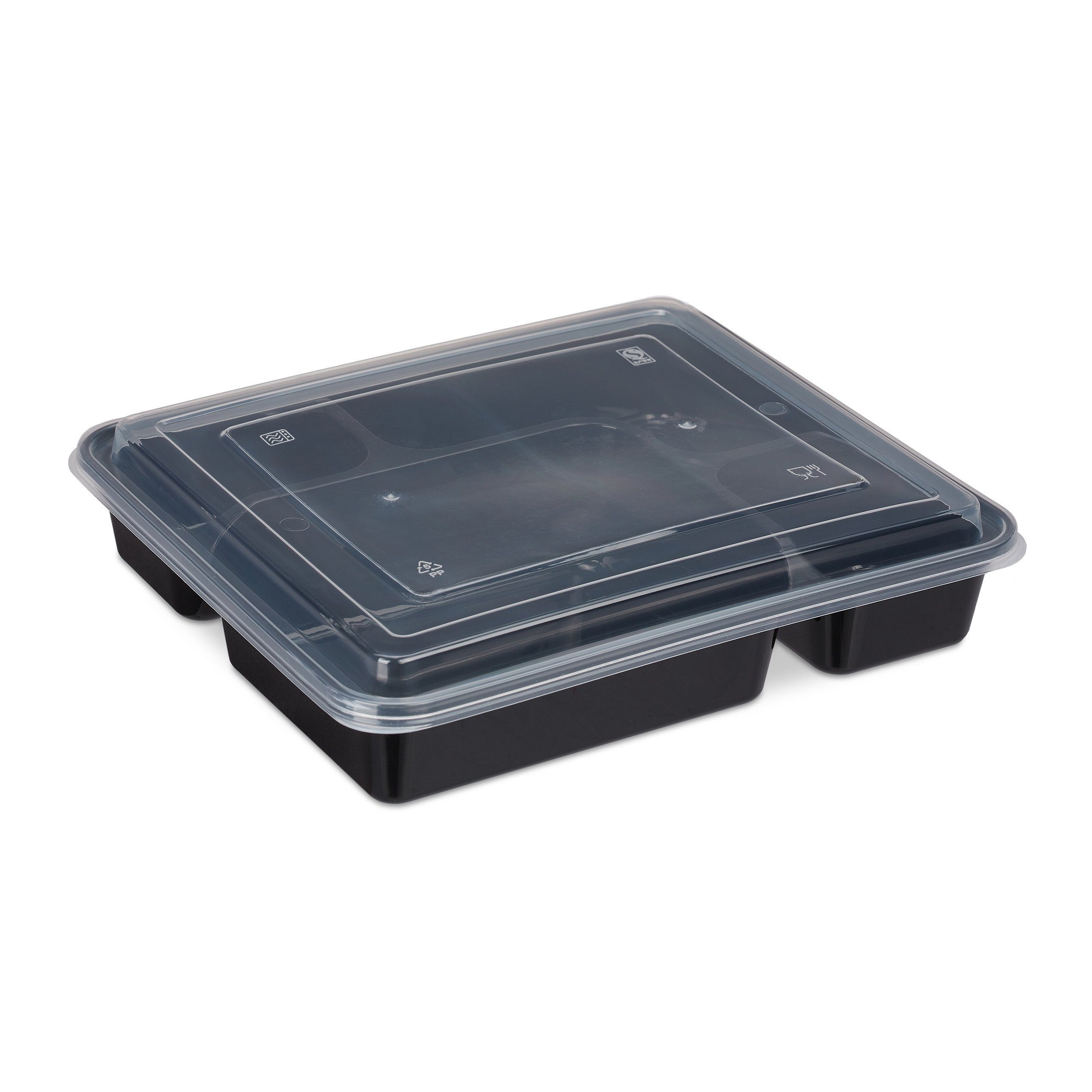 relaxdays Lunchbox 10er Set Meal Prep Boxen 4 Fächer, Kunststoff