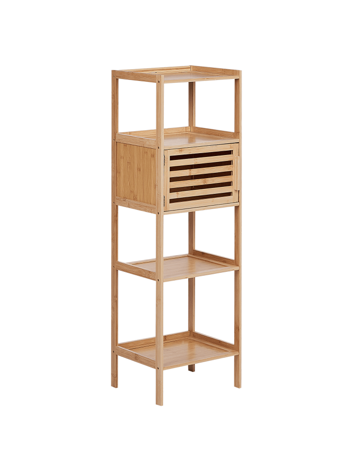 Beliani Badezimmerregal LAFAYETTE in Heller Holzfarbton - (W) 36 x (H) 114 x (L) 30 cm günstig kaufen onesize