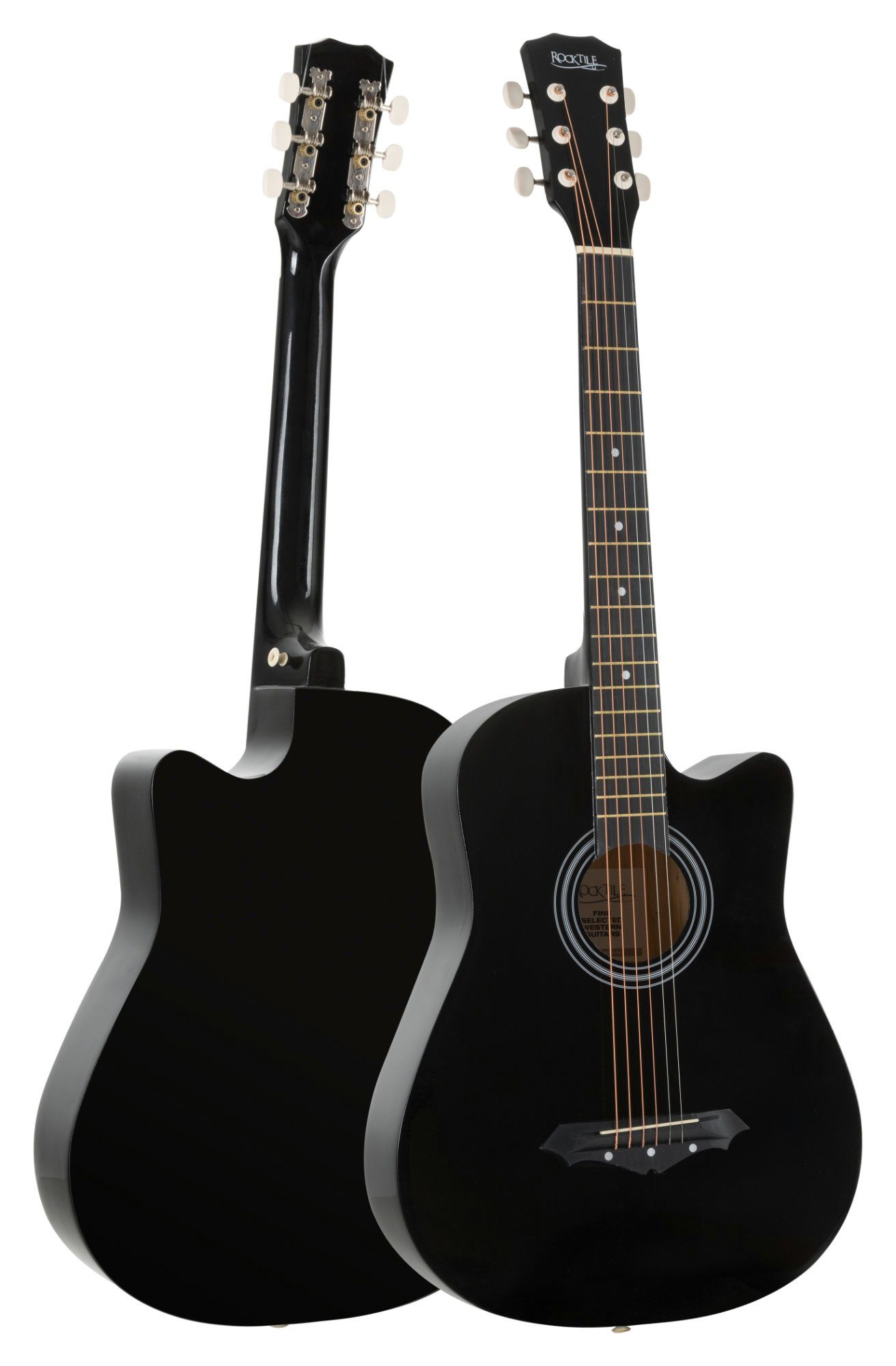 Rocktile Westerngitarre WSD-5C Slim Line Westerngitarren Set - Dreadnought Akustik Gitarre, Set inkl. Tasche, Ersatzsaiten, Gurt und Plektren