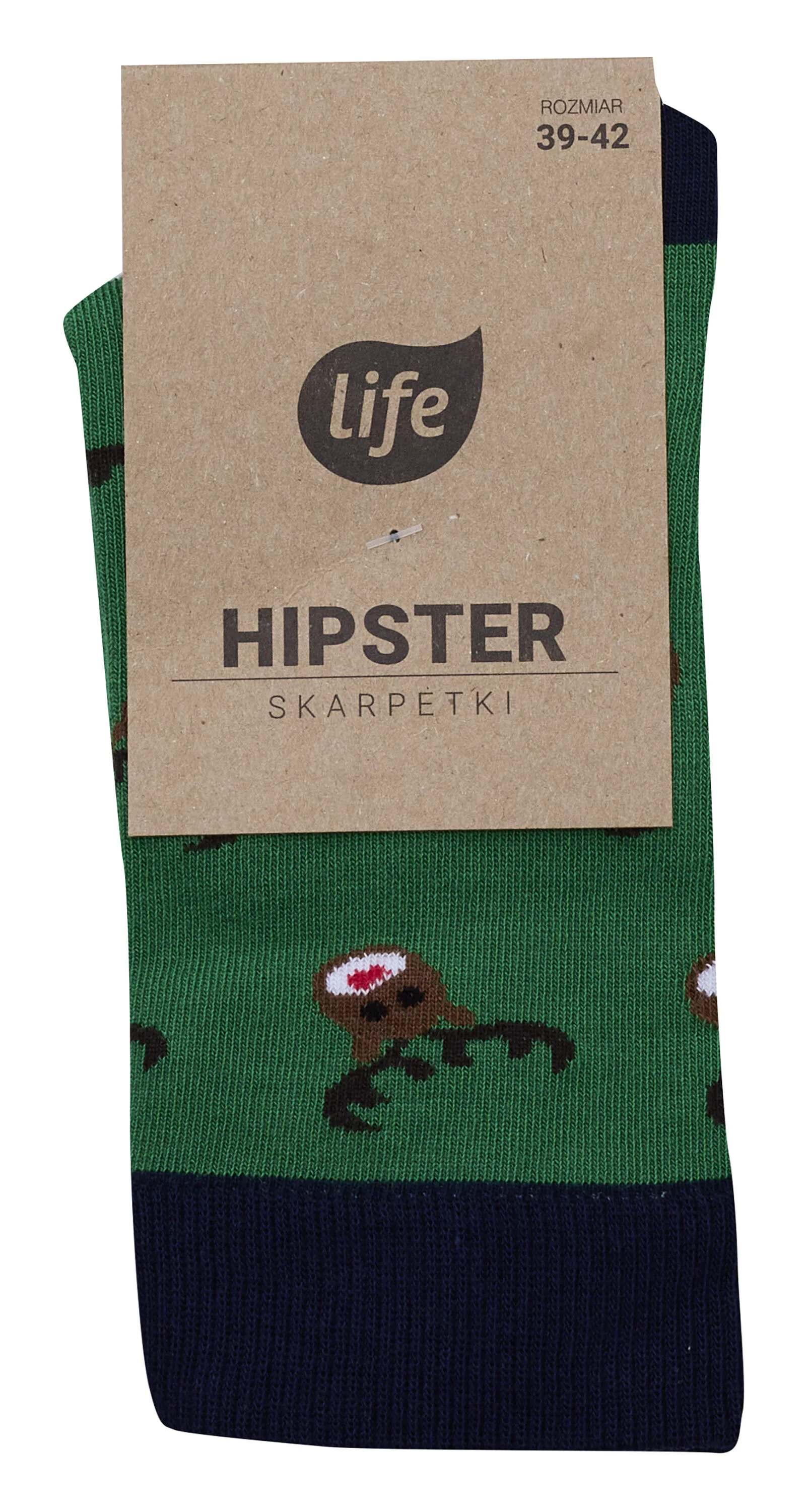 Life Hipster Sokker med Rensdyrmønster Grøn, størrelse 35-38