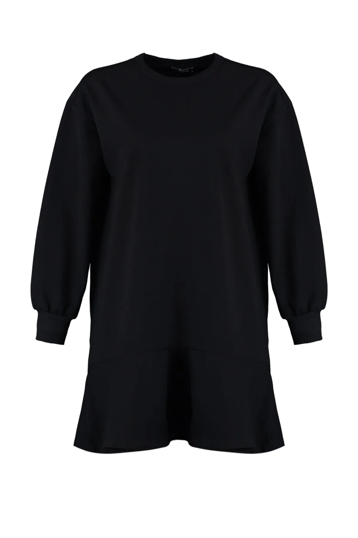 Trendyol Collection  Schwarzes Mini-Strickkleid mit Volantsaum TWOAW23EL00699