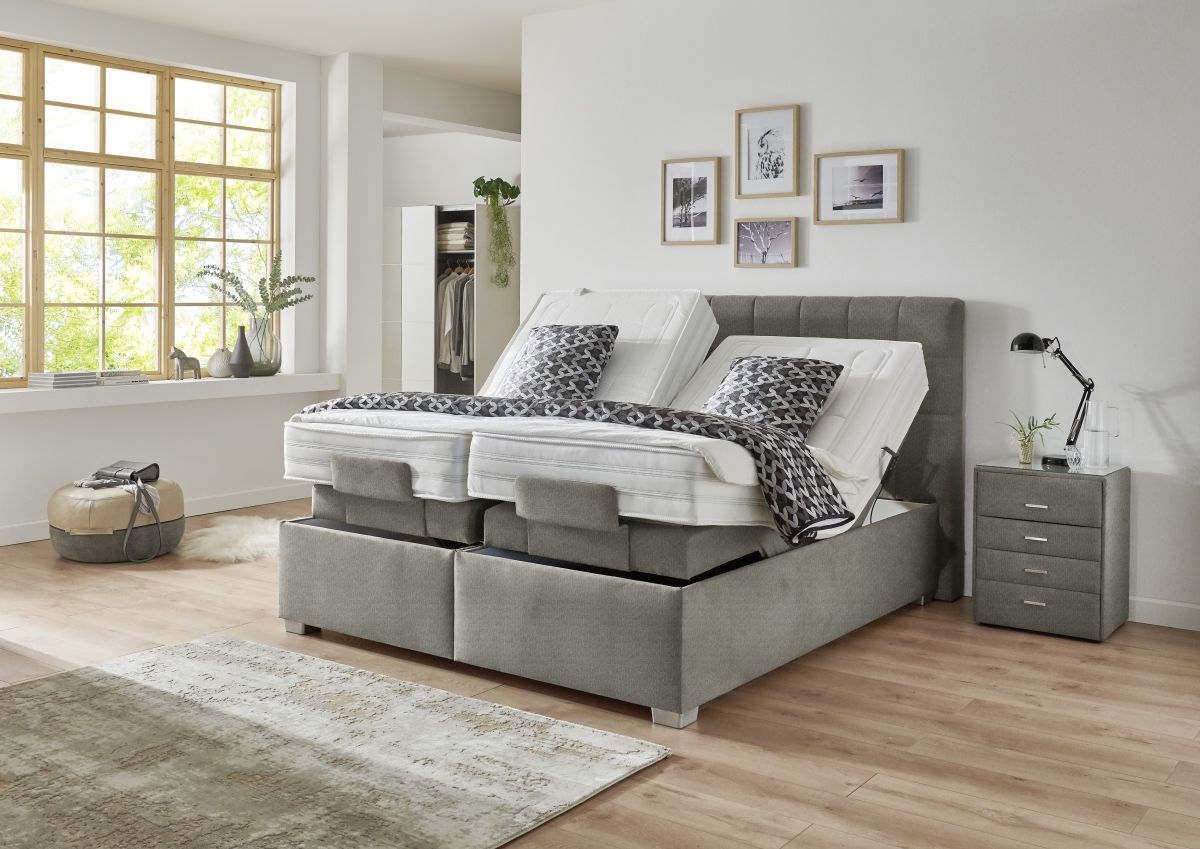 Oschmann Boxspringbett Ohio mit Motor Stone 180 x 200 cm