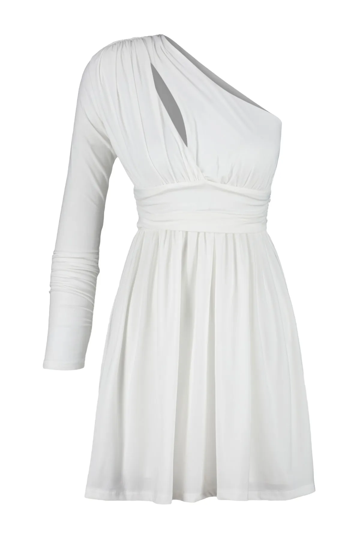 Trendyol Collection  Ecru gefüttertes gestricktes Fenster-/Ausschnitt-Brautabendkleid mit detailliertem Ausschnitt TPRSS23EL00032
