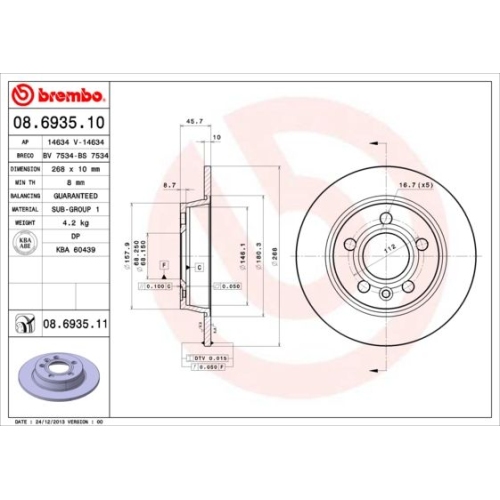 08.6935.11 BREMSSCHEIBE BREMBO HA  VP2 - ATU