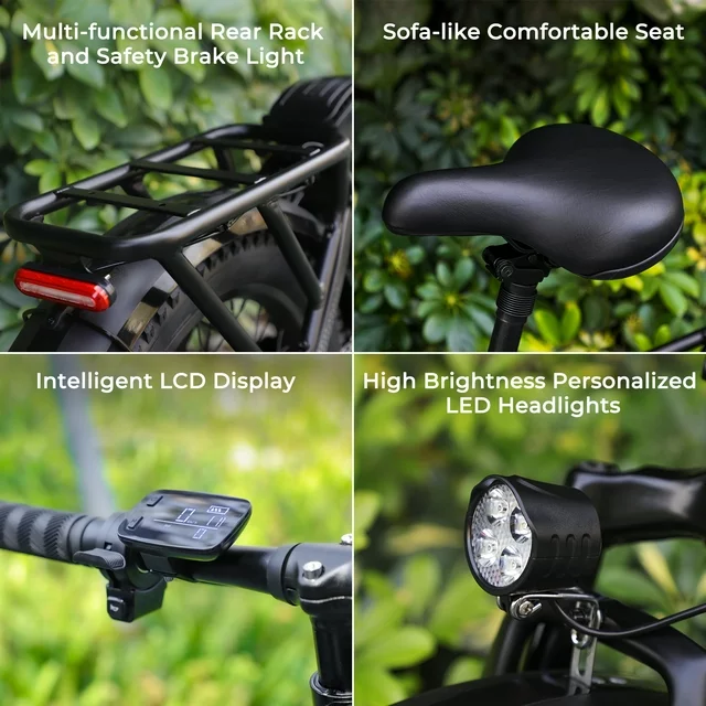 SOHAMO H3 Electric Bike for Adults 20 Fat Tire Folding Ebike, 750W Motor, 48V 15Ah Removable Battery, Front Suspension, Shimano 7 Speed Mountain Bike