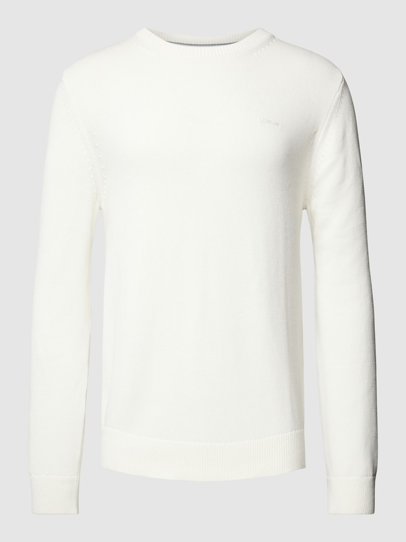 Strickpullover mit Label-Stitching in offwhite