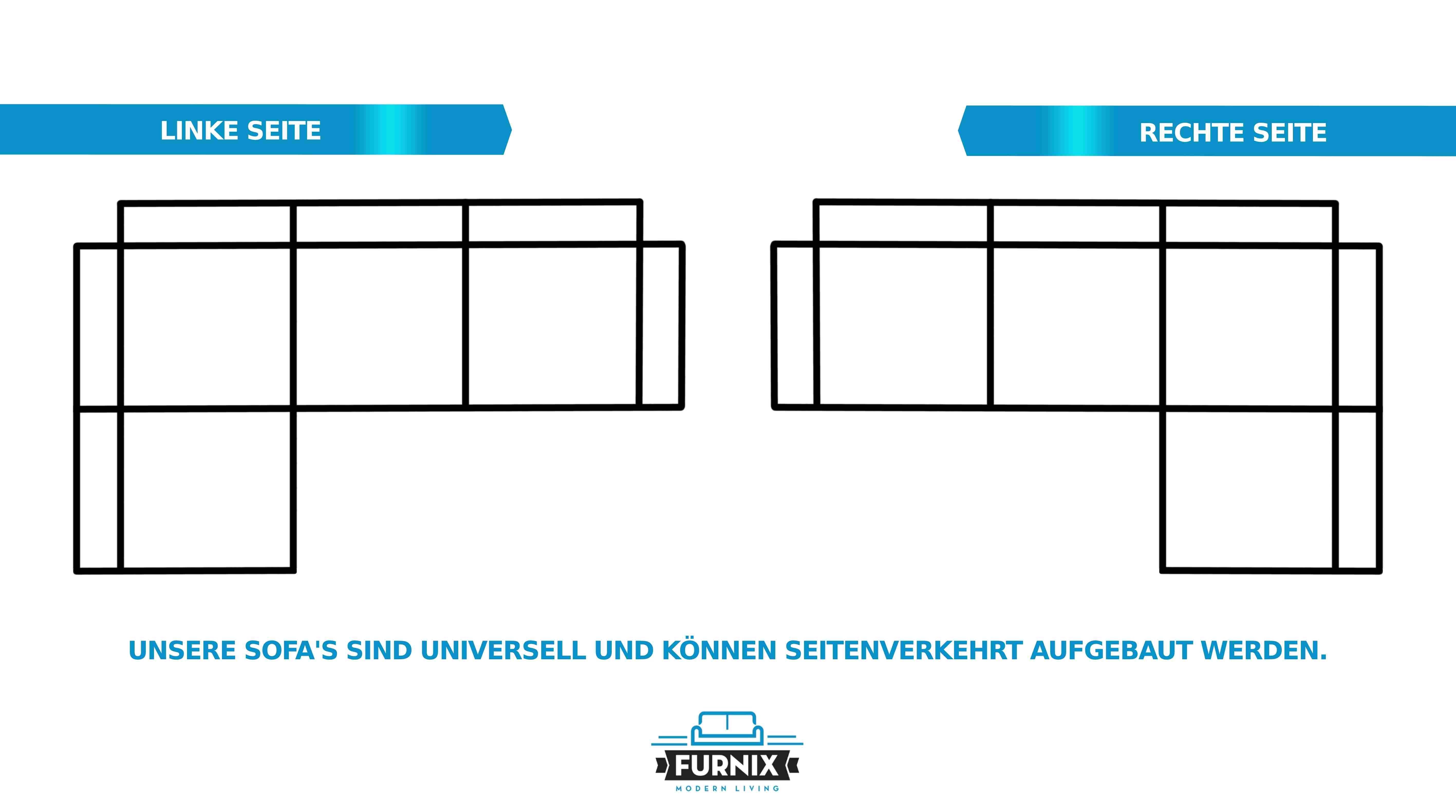 Furnix Schlafsofa CALVANI U Polstercouch in U-Form mit Bettkasten Kissen, 385 x 190 x 71/91 cm, hochwertig, made in Europe