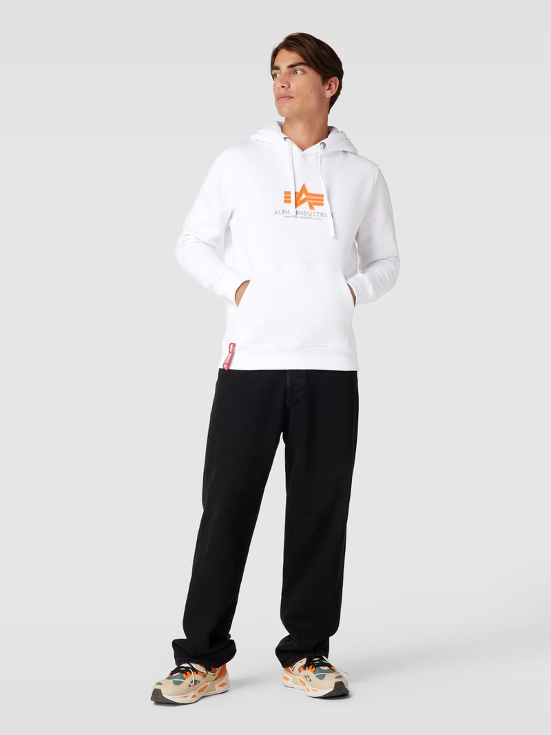 Hoodie mit Label-Print in weiß