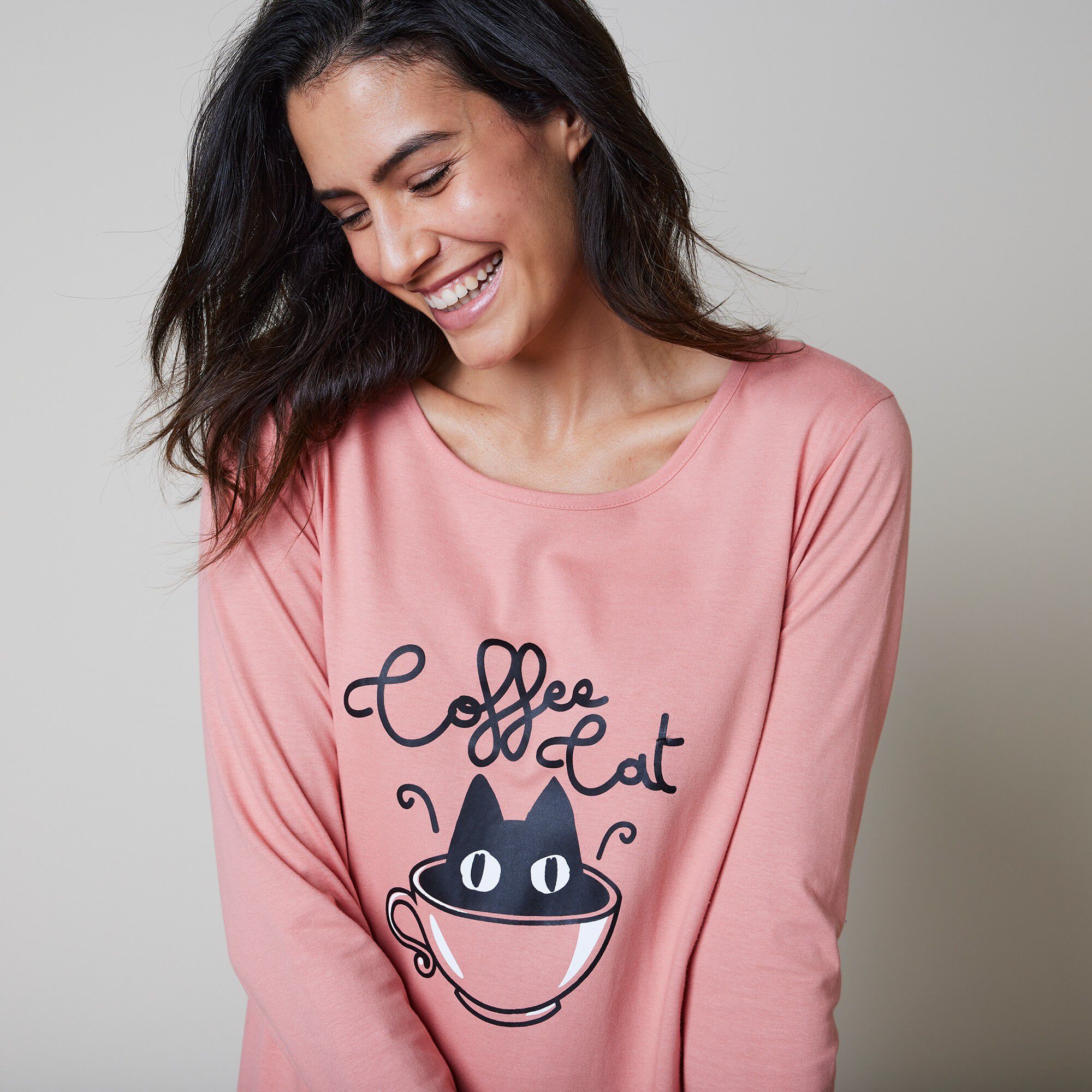Chemise de nuit manches longues coton imprimé 