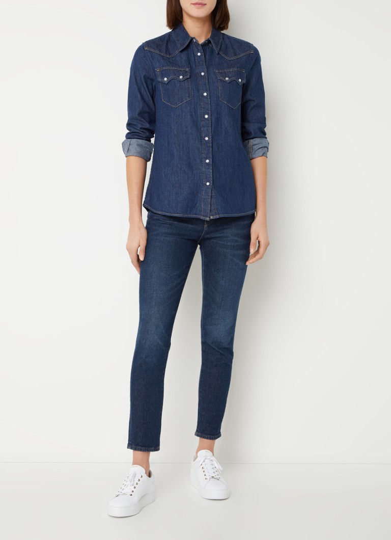 Benetton  Blouse van chambray met borstzakken