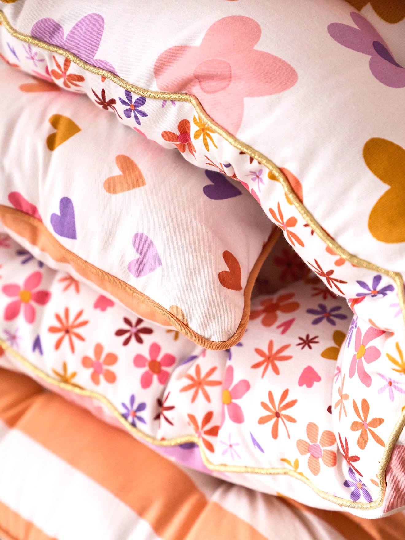Vertbaudet Kinderzimmer Bodenmatratze POP FLOWER mit Blumen, wendbar - rosa