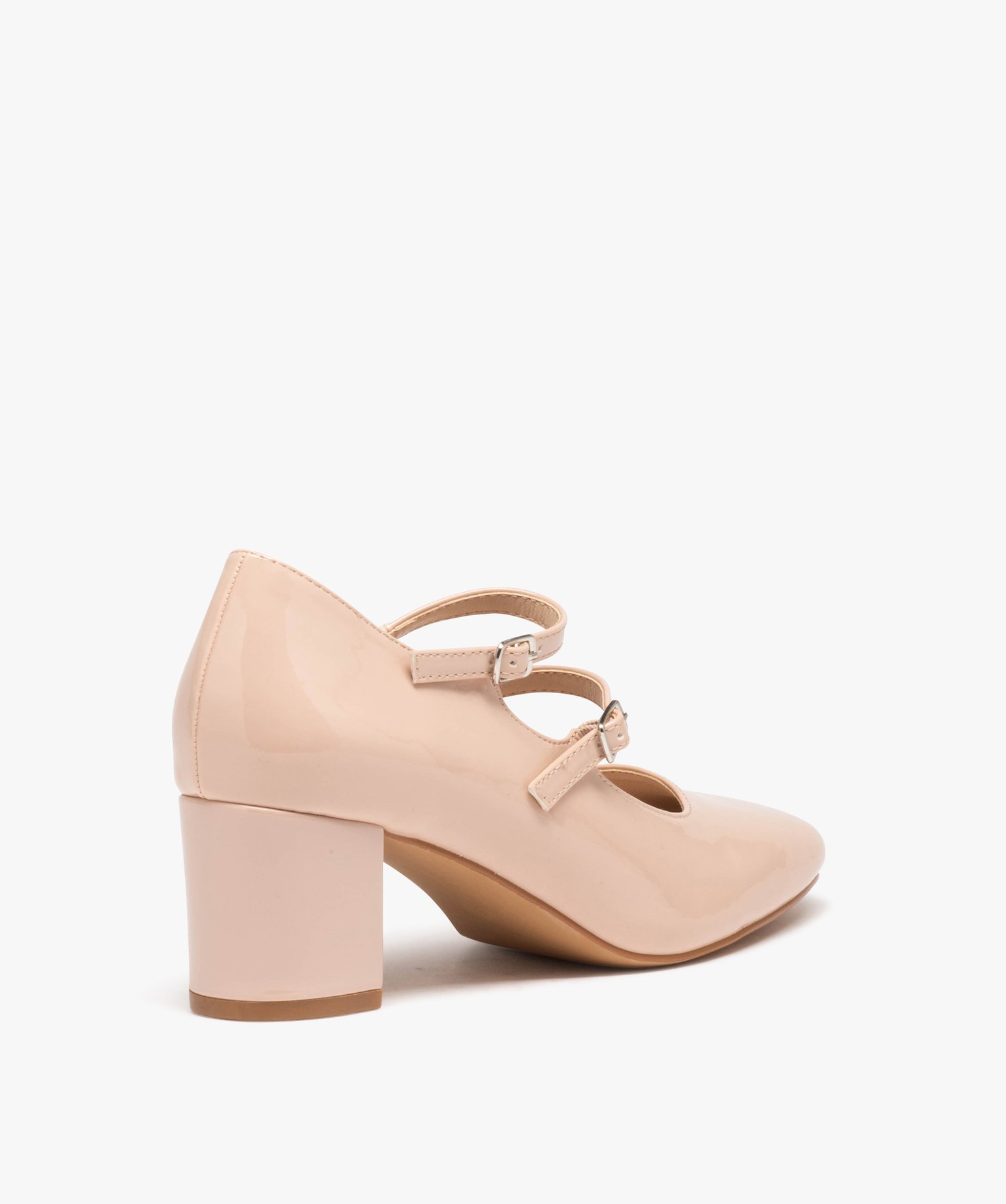 Escarpin verni avec double bride femme beige | GEMO