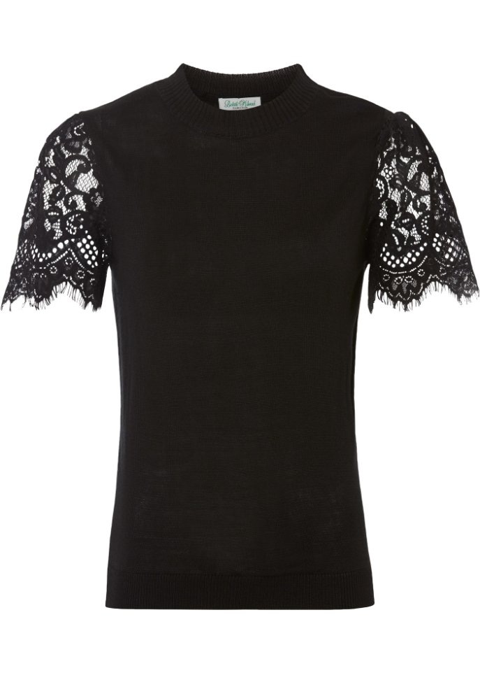 Strickshirt mit Spitzenärmeln