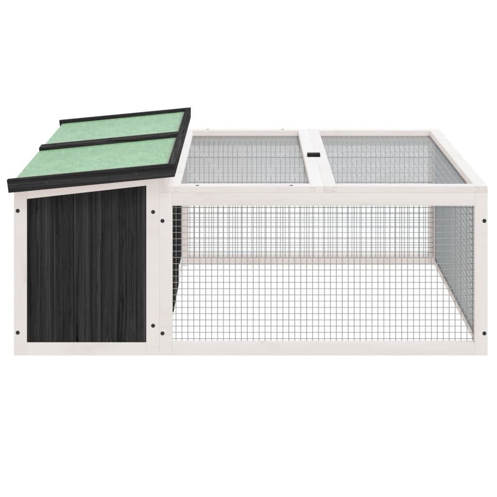 vidaXL Kleintierkäfig Kaninchenstall Grau 117,5x97x47,5 cm Massivholz Kiefer