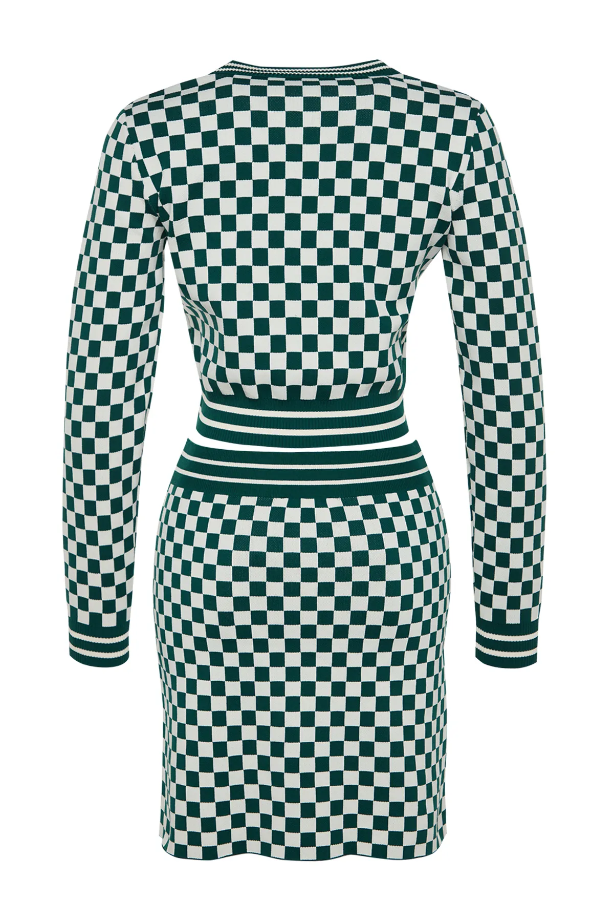 Trendyol Collection  Grünes, kurzes Strickoberteil und -unterteil-Set TWOAW24AU00061