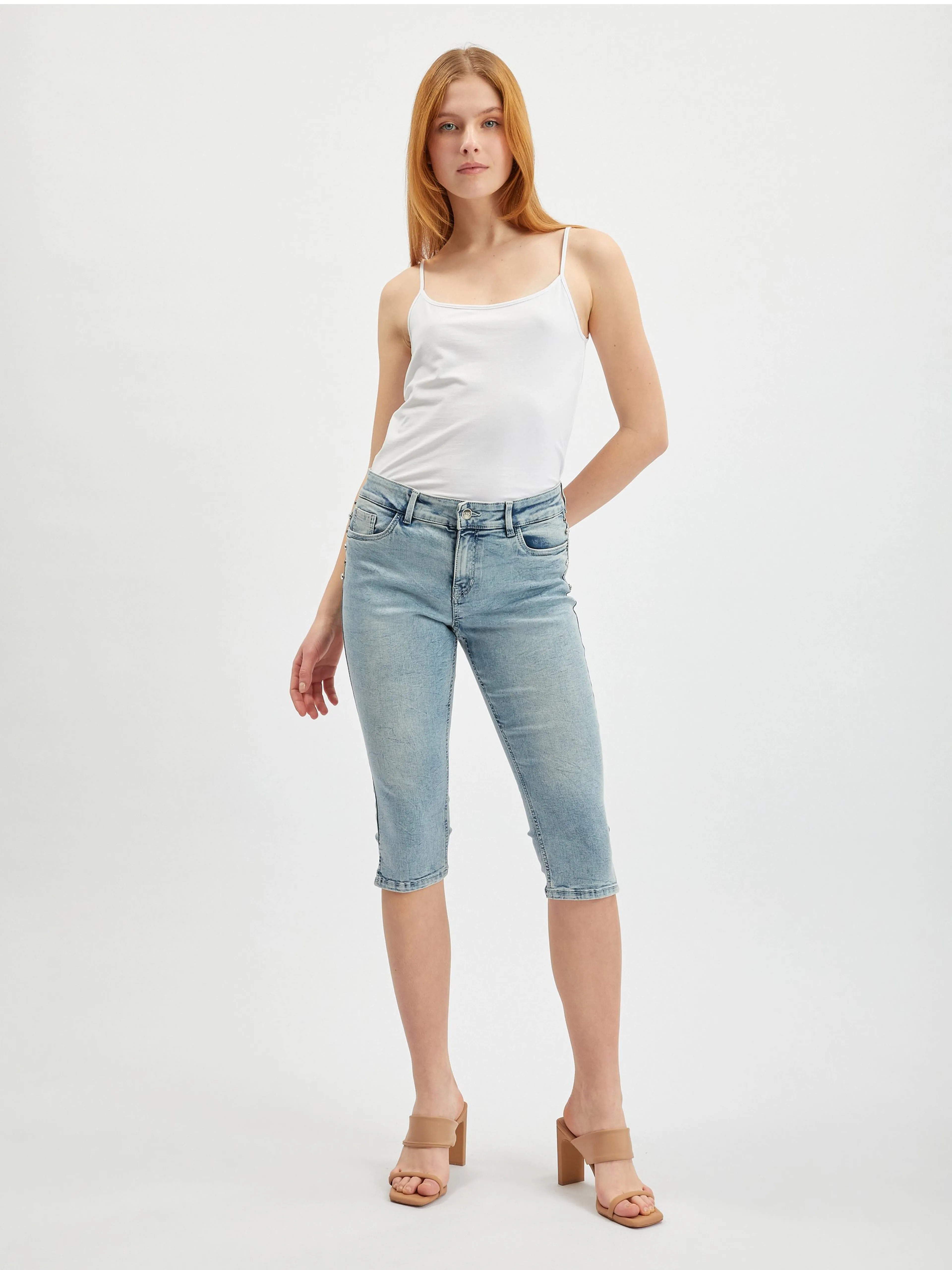 Hellblaue Damen-Cropped-Jeans ORSAY