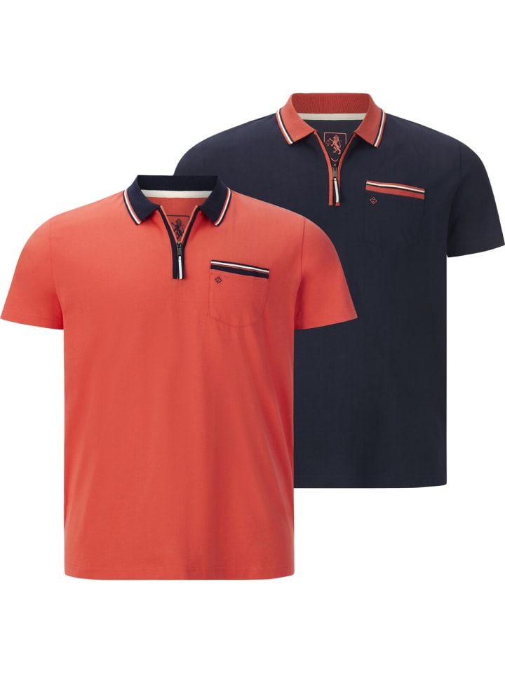 Charles Colby Doppelpack Poloshirt EARL LENN in rot dunkelblau günstig kaufen
