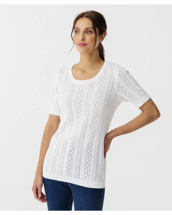 Pull ajouré manches courtes