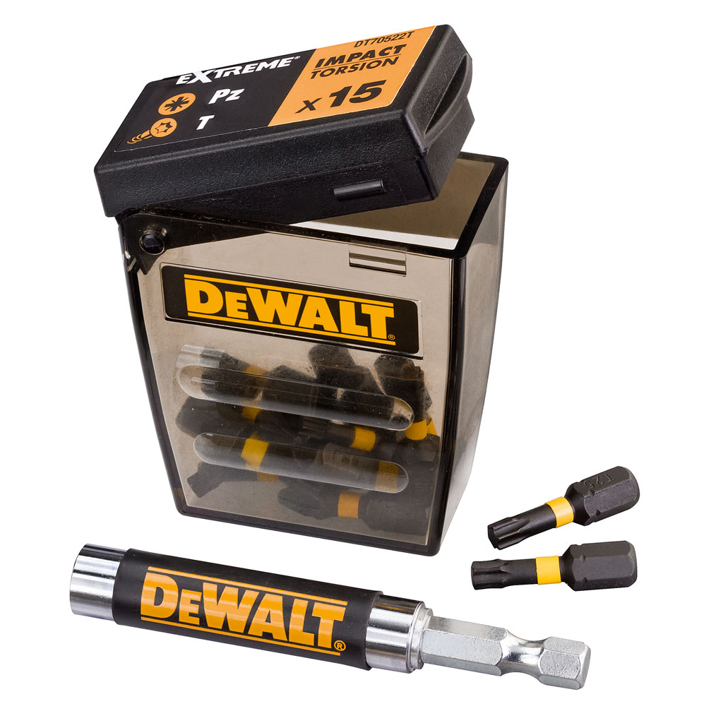 DeWalt Tilbehør DT70522T-QZ IMPACT Torsion 15-delt bitsæt + skrueføring