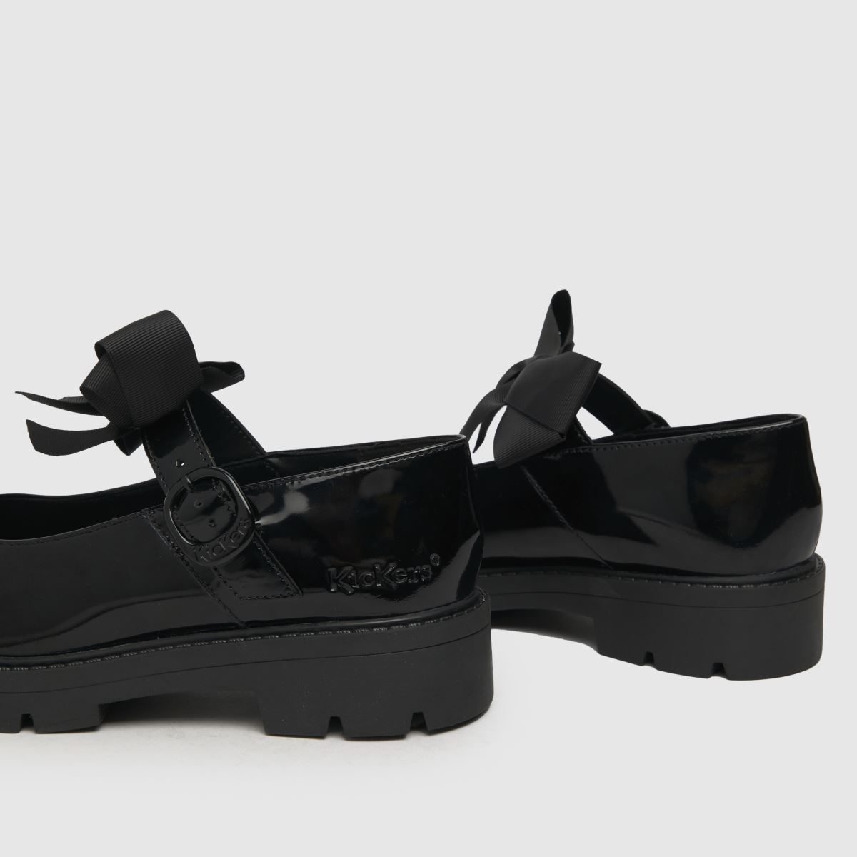 Kickers – Kick Kori – Svarta platta skor med rosett och Mary Jane-mönster