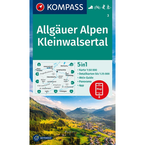 KOMPASS WANDERKARTE 3 ALLGÄUER ALPEN, KLEINWALSERTAL