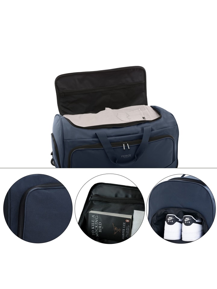 FERGÉ Reisetasche mit Rollen wasserabweisend Reisetasche mit Rollen groß Paris in blau günstig kaufen onesize