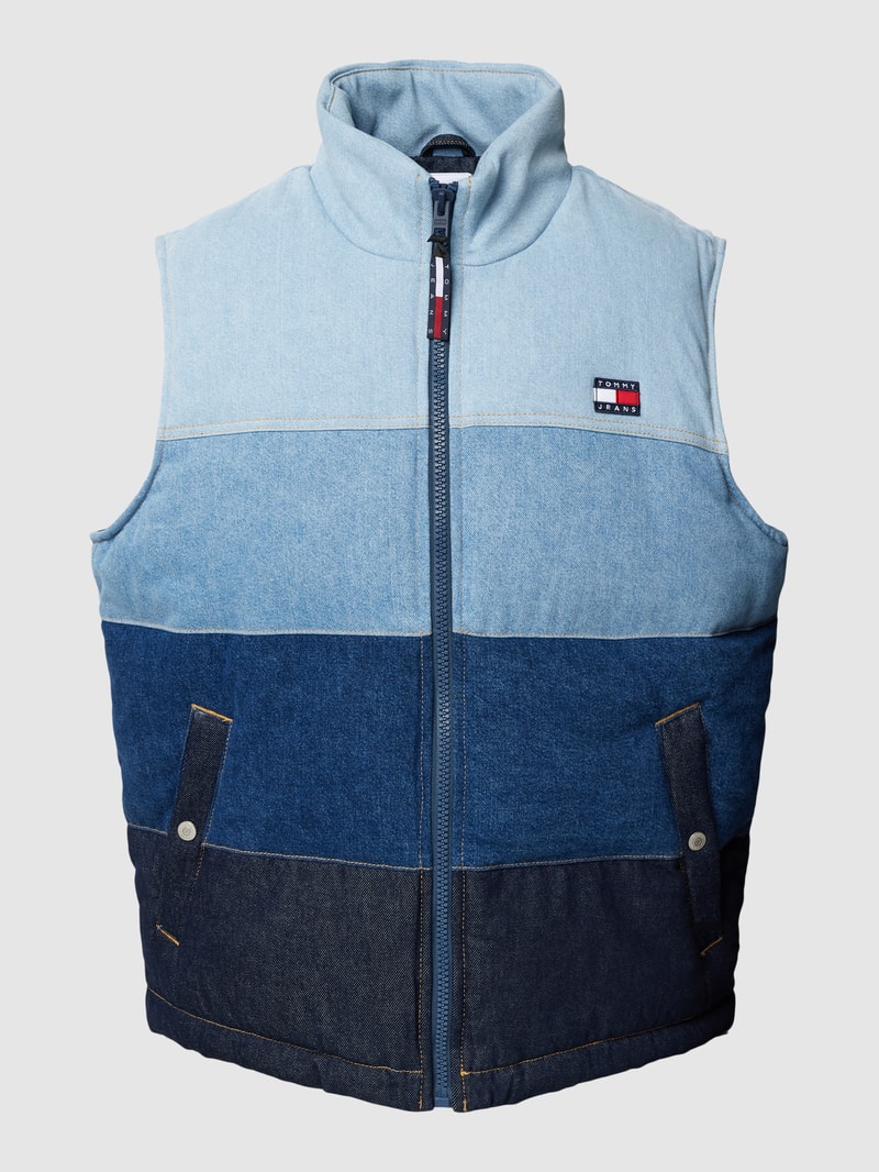 Steppweste mit Label-Patch Modell 'PUFFER' in jeans