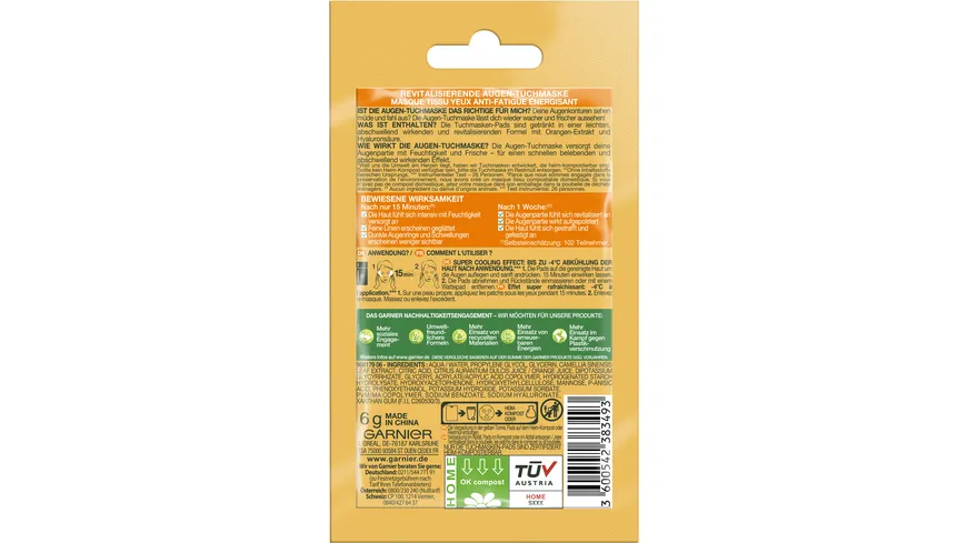 Garnier Hydra Bomb Augen-Tuchmaske Orange