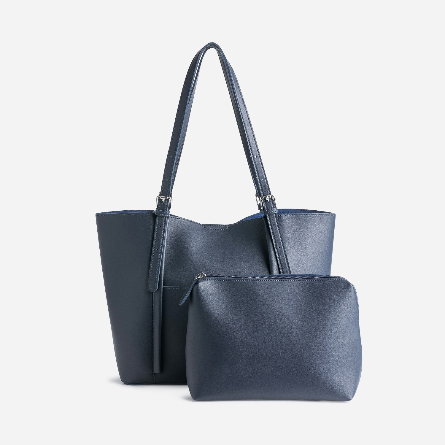 Sac cabas bleu marine 2 en 1 pochette amovible