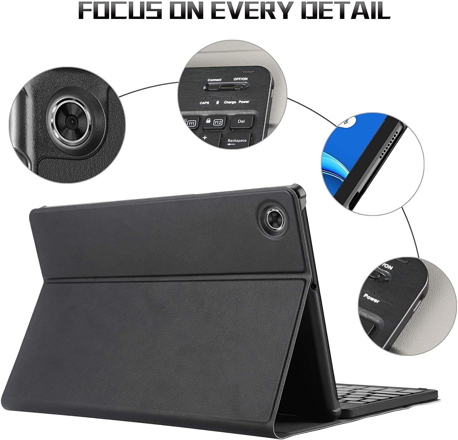Mutoy Tastatur Hülle für Lenovo Tab M10 Plus (2nd Gen) TB-X606F 10.3 Zoll Tablet-Tastatur (Deutsches QWERTZ, 7 Farben LED-Hintergrundbeleuchtung Kabellose)