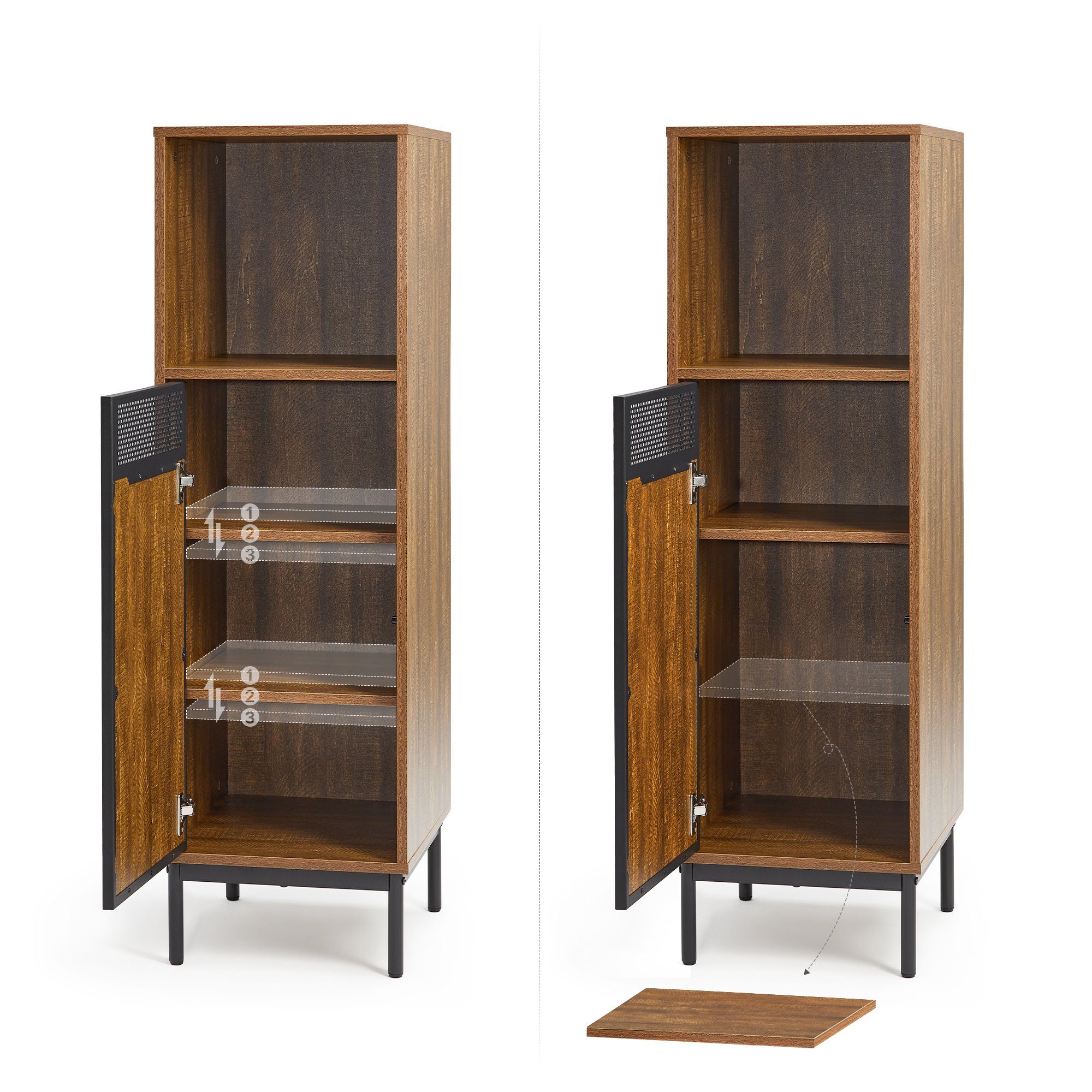 Mondeer Kommode Hohes Sideboard, mit Ausgeschnittenen Metalltüren und Verstellbaren Trennwänden